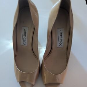 Jimmy Choo Women's Beige Peep Toe Heels